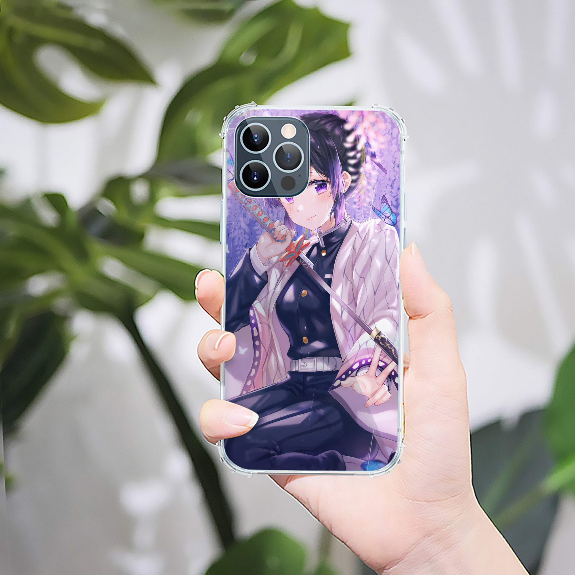 （画像用） 鬼滅の刃（きめつのやいば）蟲柱-胡蝶 しのぶ／こちょう しのぶ Kochou Shinobu 【iPhone 12シリーズ対応】透明スマホケース（クリアソフトケース）